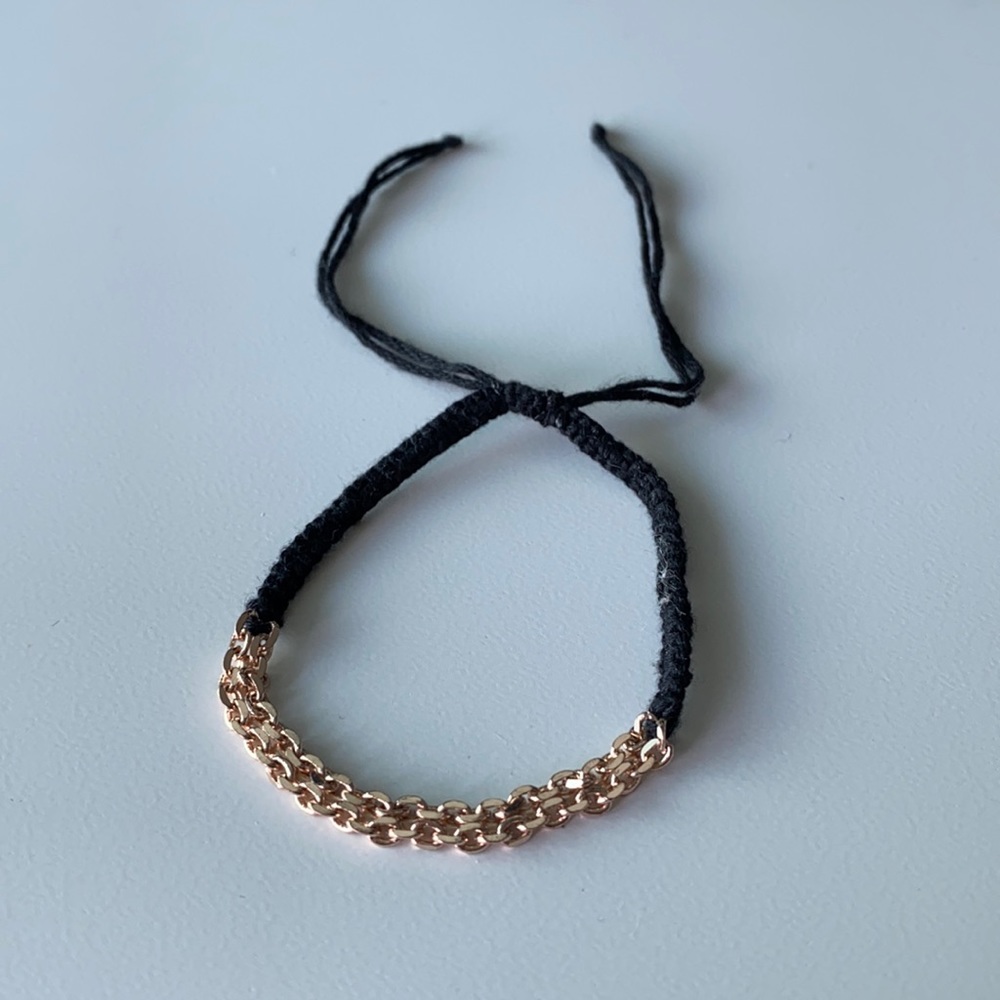 Bracelet- black and gold chain sliding knot